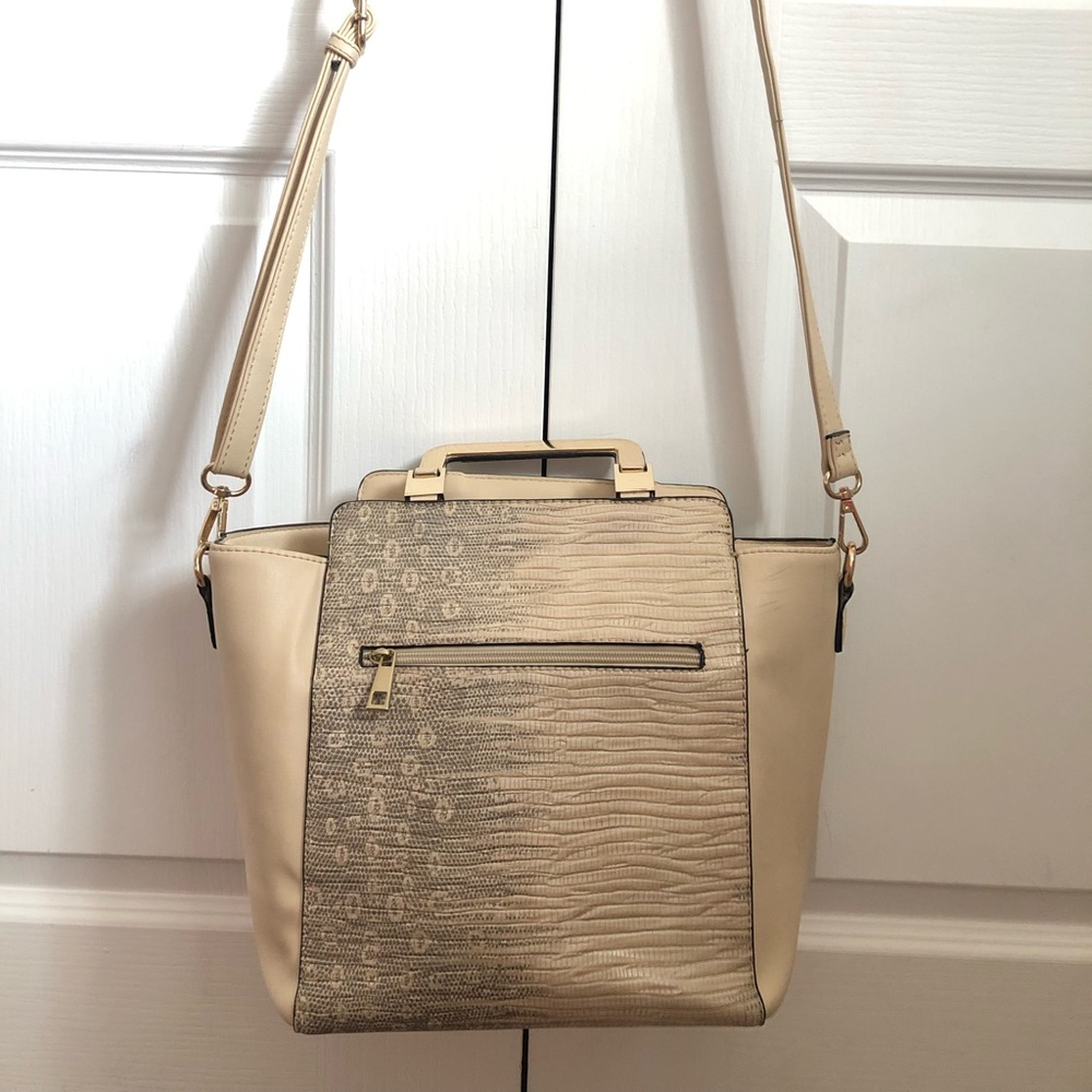 Cream Alligator Purse - Faux